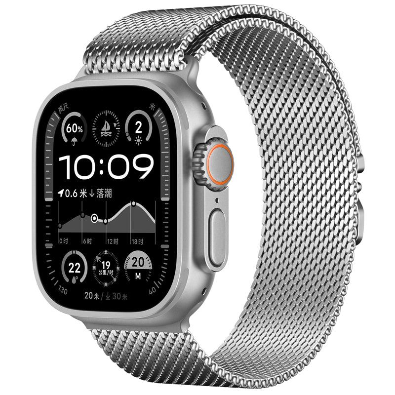 WSYB Milanese Magnetic Mesh Loop Compatible with Apple Watch Band Ultra 2/Ultra 49mm 46mm 45mm 44mm 42mm 41mm 40mm 38mm Men Women, Designer Parachute-Style Metal Buckle Adjustable Strap for iWatch SE Series 11/10/9/8/7/6/5/4