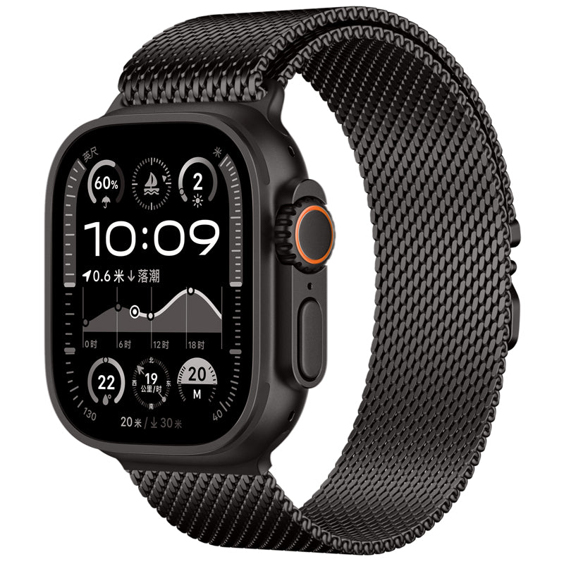 WSYB Milanese Magnetic Mesh Loop Compatible with Apple Watch Band Ultra 2/Ultra 49mm 46mm 45mm 44mm 42mm 41mm 40mm 38mm Men Women, Designer Parachute-Style Metal Buckle Adjustable Strap for iWatch SE Series 11/10/9/8/7/6/5/4