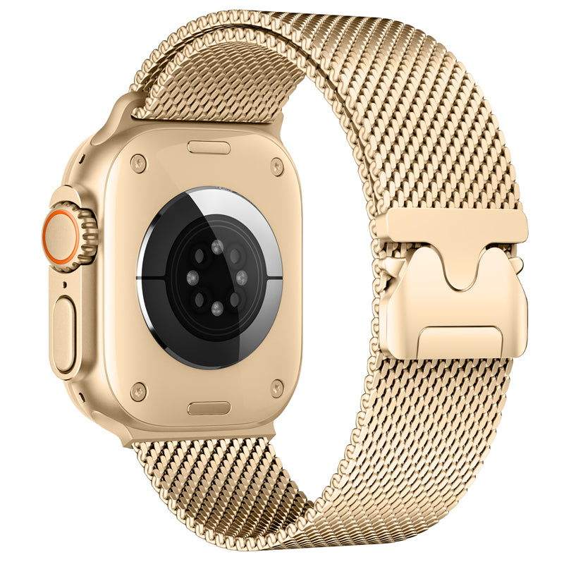 WSYB Milanese Magnetic Mesh Loop Compatible with Apple Watch Band Ultra 2/Ultra 49mm 46mm 45mm 44mm 42mm 41mm 40mm 38mm Men Women, Designer Parachute-Style Metal Buckle Adjustable Strap for iWatch SE Series 11/10/9/8/7/6/5/4