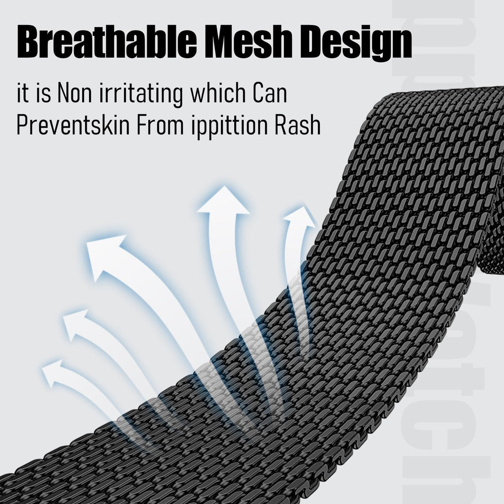 WSYB Milanese Magnetic Band Compatible with Apple Watch, Breathable Stainless Steel Mesh with Strong Magnetic Buckle, Compatible with iWatch Series Ultra 11 10 9 8 7 6 SE